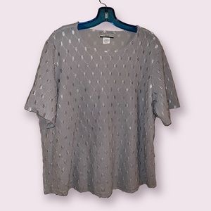 Vintage Notations Woman Grey Nylon Pattern Blouse